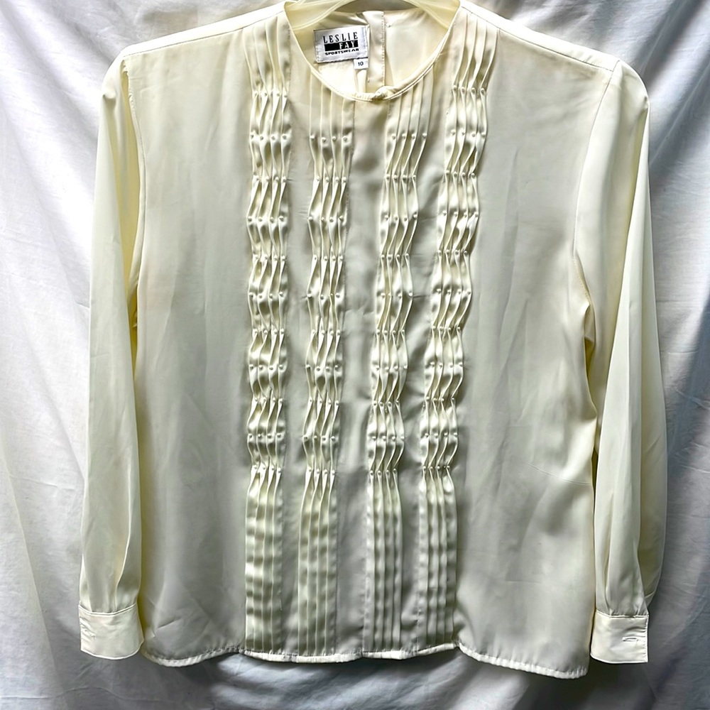 Leslie Fay vintage beaded front sportswear blouse ladies sz 10
